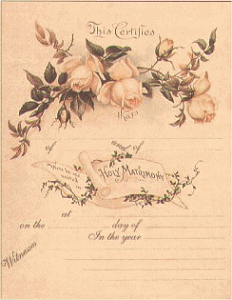 Closed White Roses Marriage Certificate